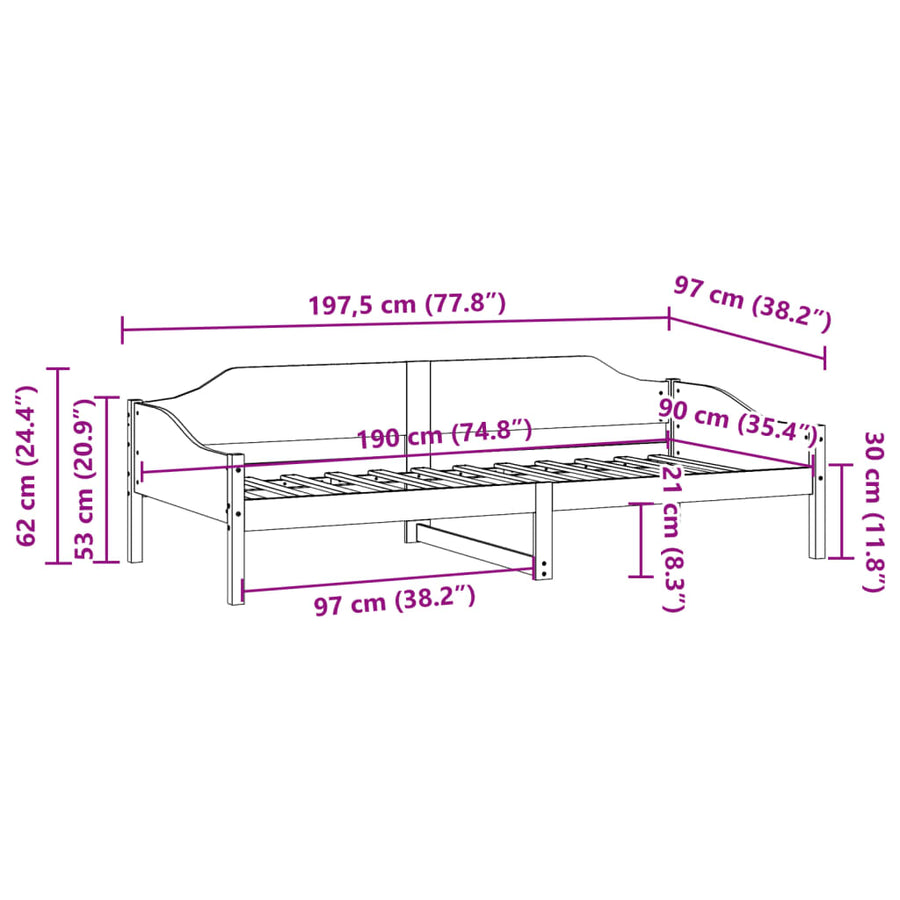 Bedframe 90x190 cm massief grenenhout