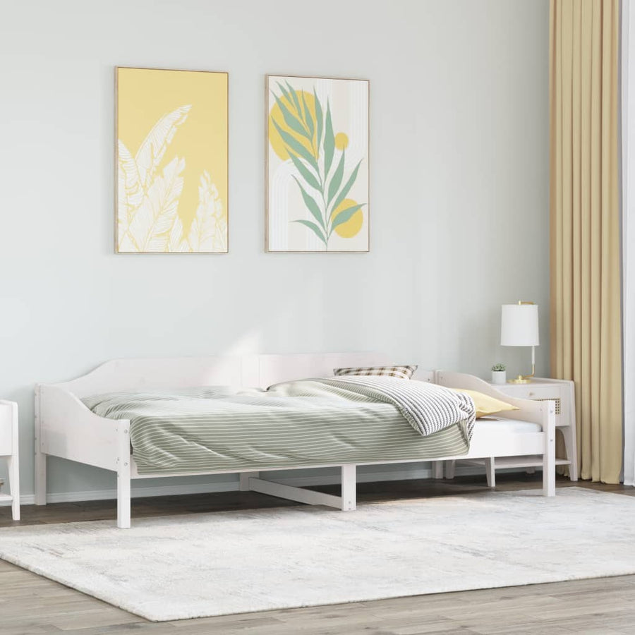 Bedframe zonder matras massief grenenhout wit 90x190 cm