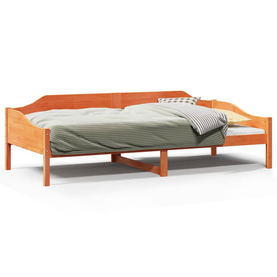 Bedframe zonder matras massief grenenhout wasbruin 90x190 cm