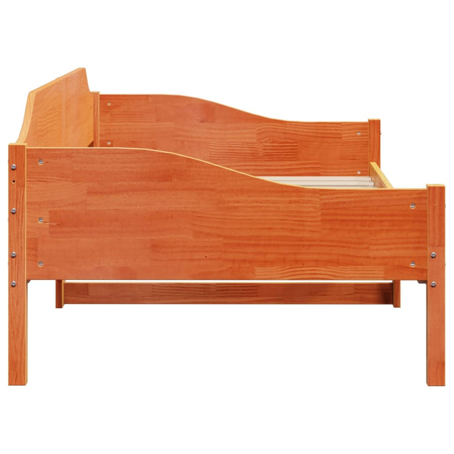 Bedframe zonder matras massief grenenhout wasbruin 90x190 cm