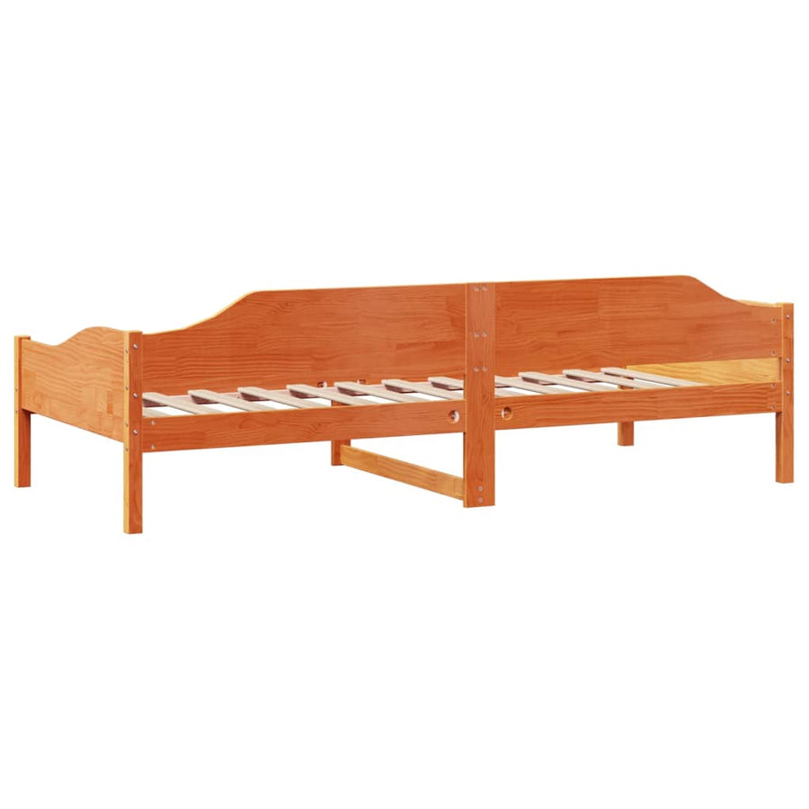Bedframe zonder matras massief grenenhout wasbruin 90x190 cm