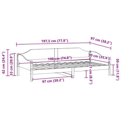Bedframe zonder matras massief grenenhout wasbruin 90x190 cm