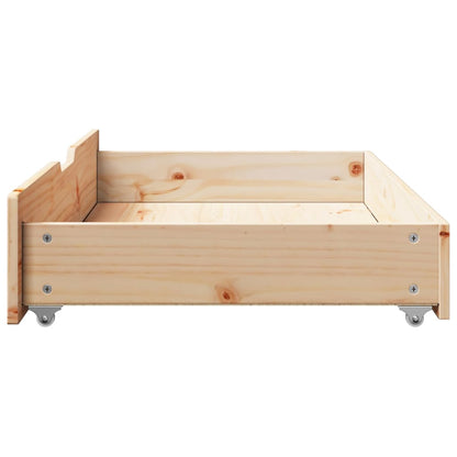 Bedlades 2 st met wieltjes 95x55x16 cm massief grenenhout