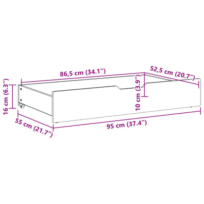 Bedlades 2 st 95x55x16 cm massief grenenhout