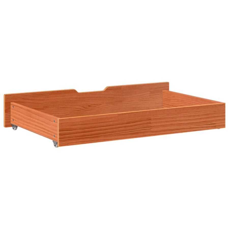 Bedlades 2 st 95x55x16 massief grenenhout wasbruin