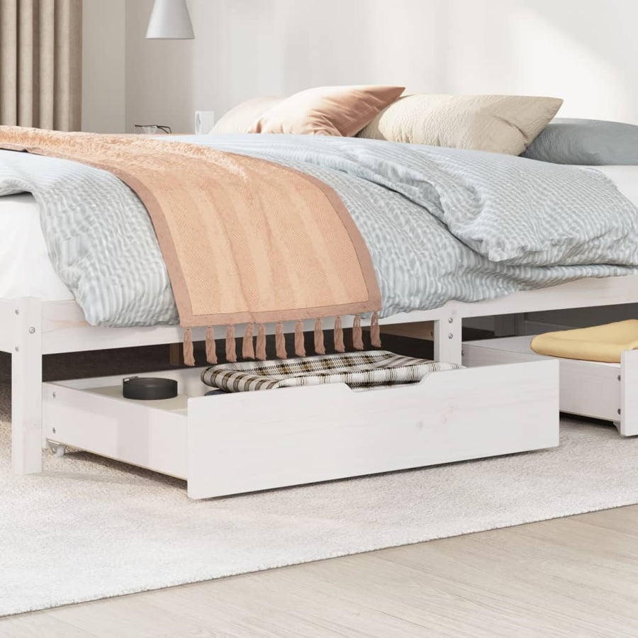Bedlades 2 st 80x55x16 cm massief grenenhout wit