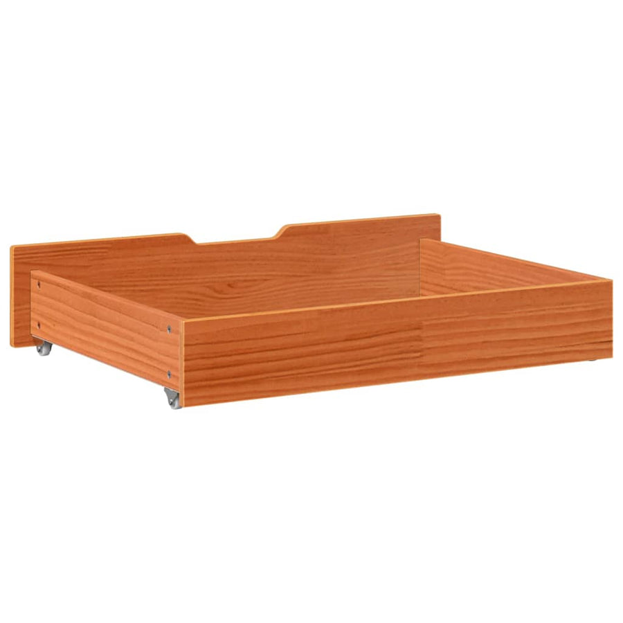 Bedlades 2 st 80x55x16 massief grenenhout wasbruin