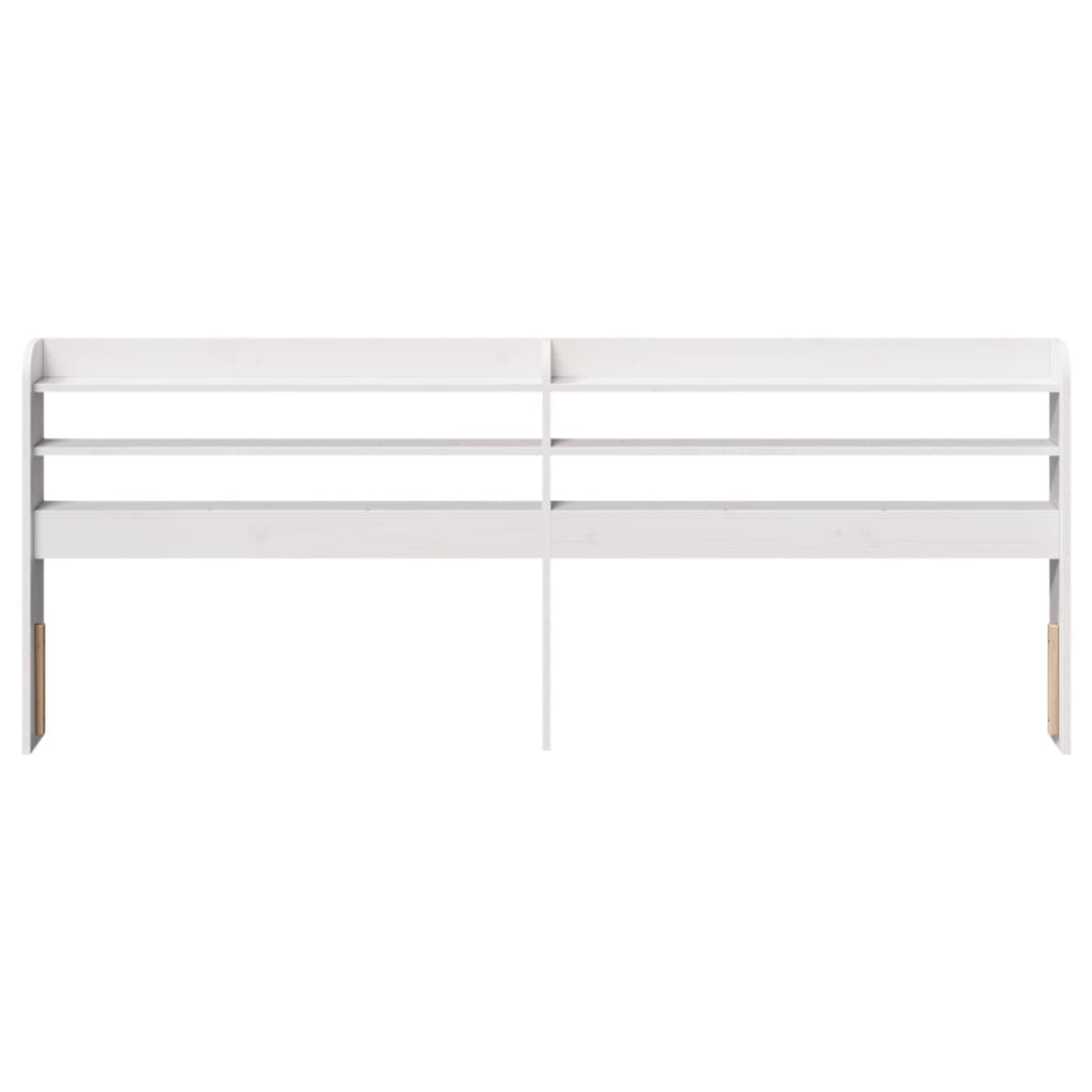 Hoofdbord met schappen 200 cm massief grenenhout wit