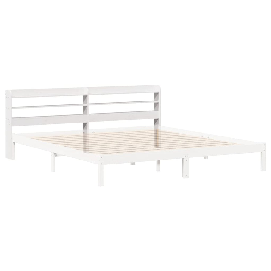 Hoofdbord met schappen 200 cm massief grenenhout wit