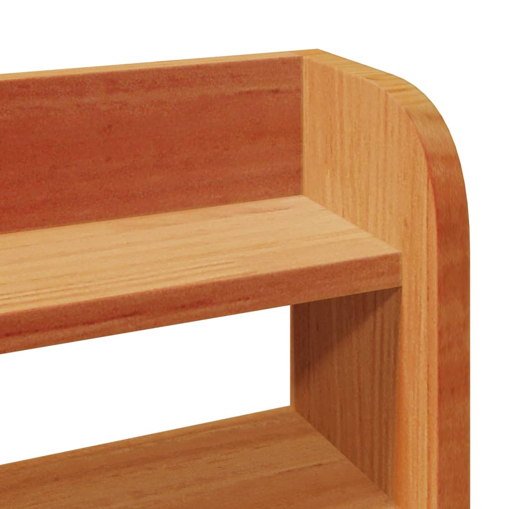 Hoofdbord met schappen 200 cm massief grenenhout wasbruin