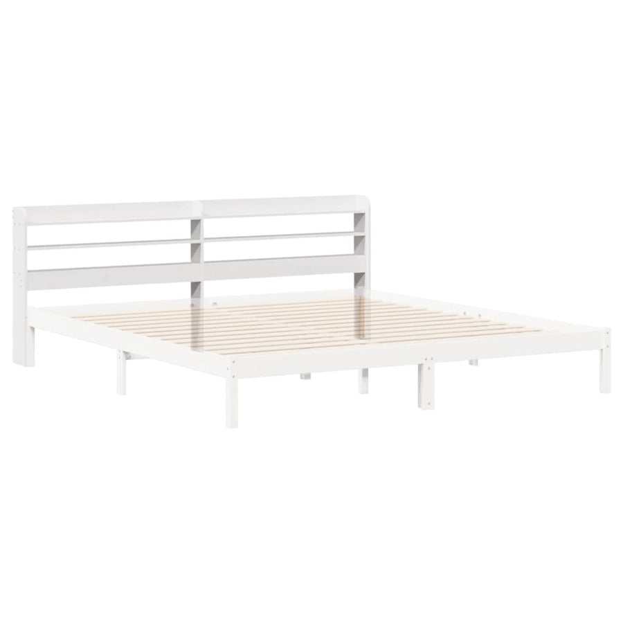 Hoofdbord met schappen 180 cm massief grenenhout wit