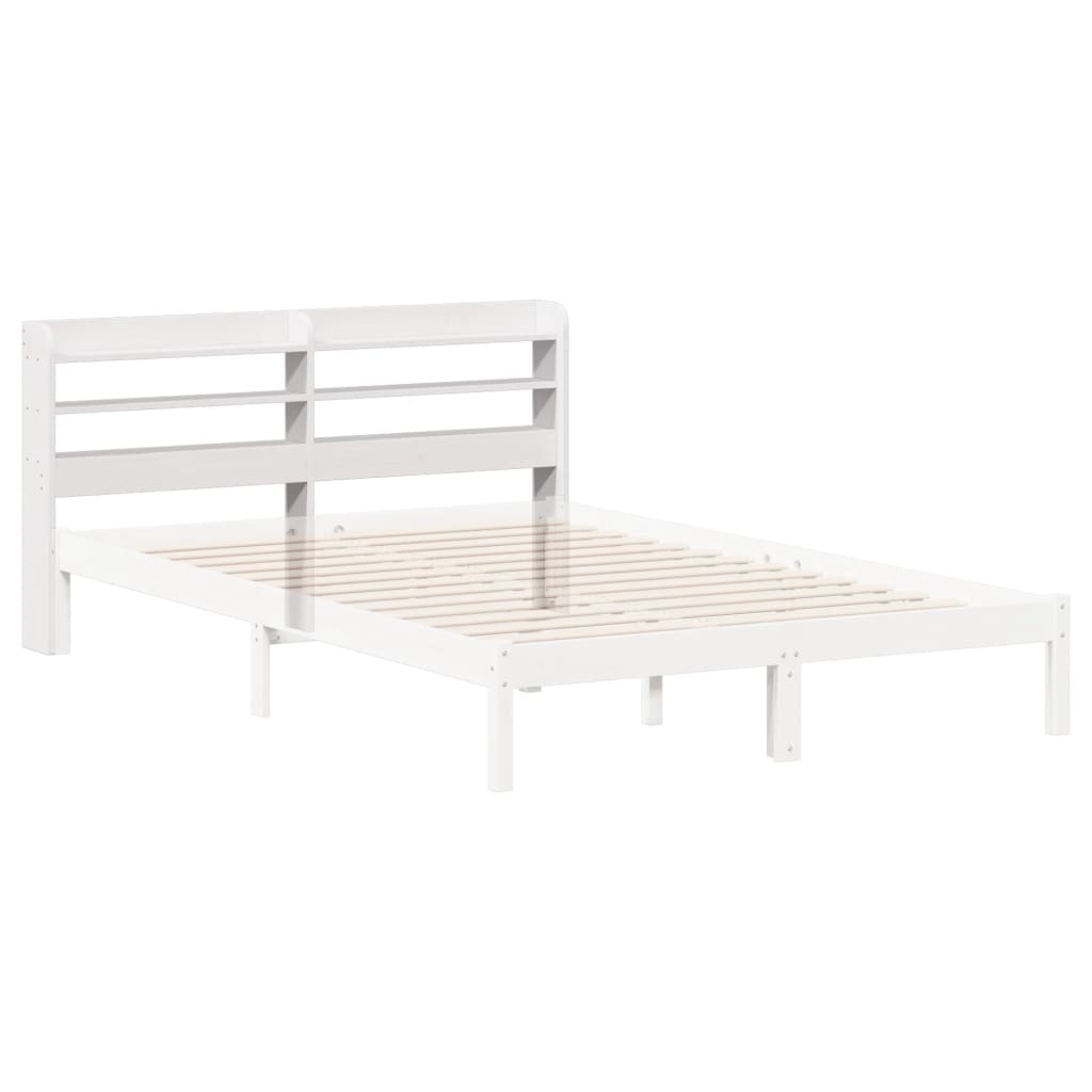 Hoofdbord met schappen 160 cm massief grenenhout wit