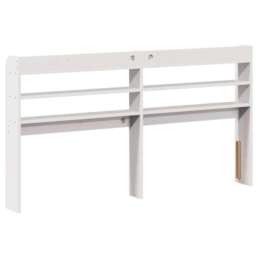 Hoofdbord met schappen 150 cm massief grenenhout wit