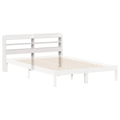 Hoofdbord met schappen 150 cm massief grenenhout wit