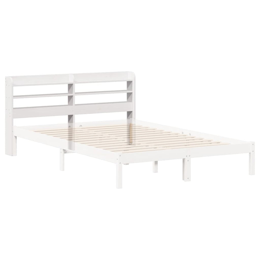 Hoofdbord met schappen 140 cm massief grenenhout wit
