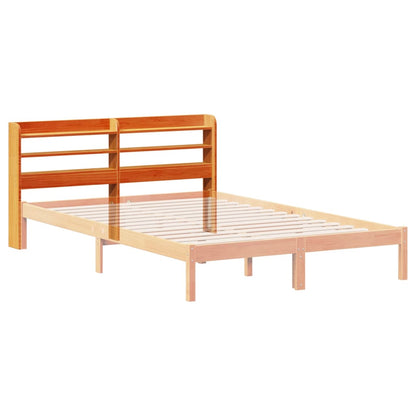 Hoofdbord met schappen 140 cm massief grenenhout wasbruin
