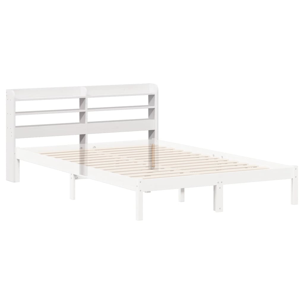 Hoofdbord met schappen 120 cm massief grenenhout wit