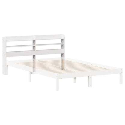 Hoofdbord met schappen 120 cm massief grenenhout wit