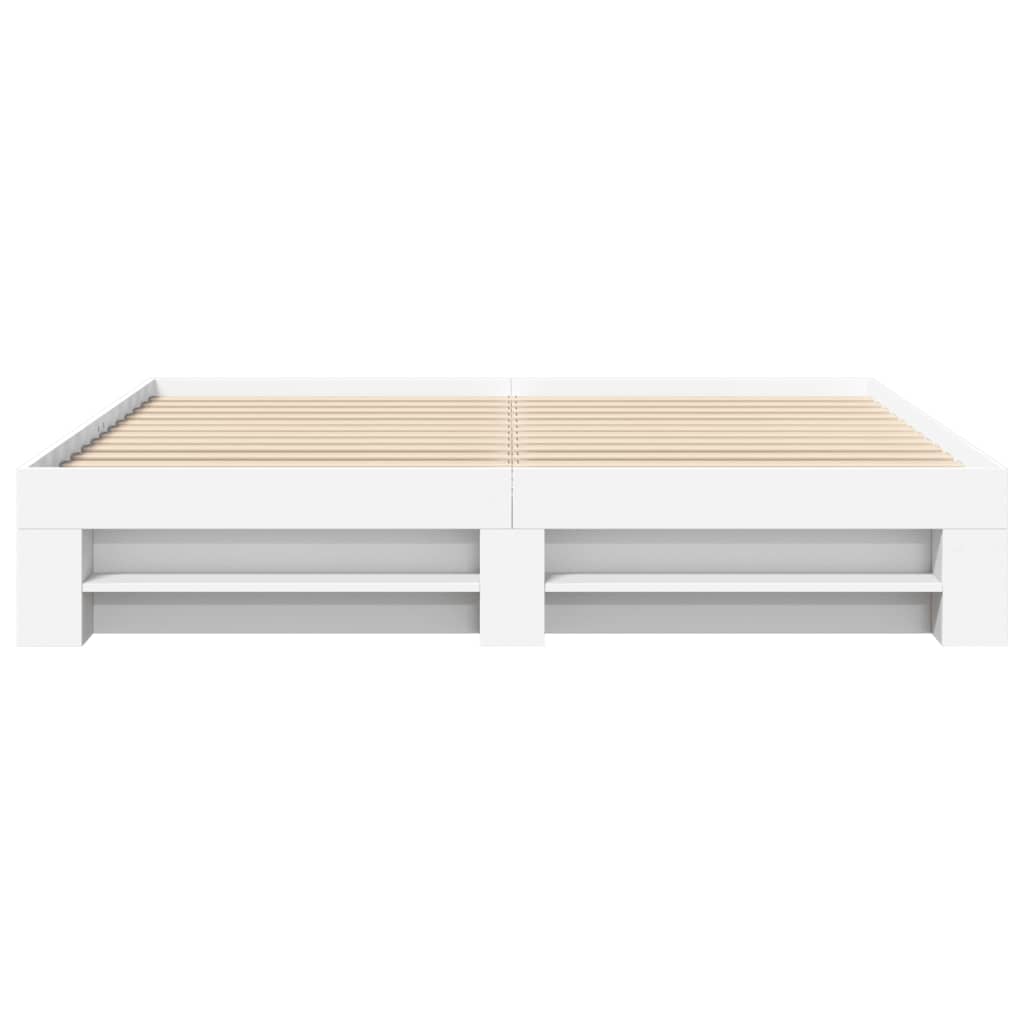 Bedframe massief hout wit 200x200 cm