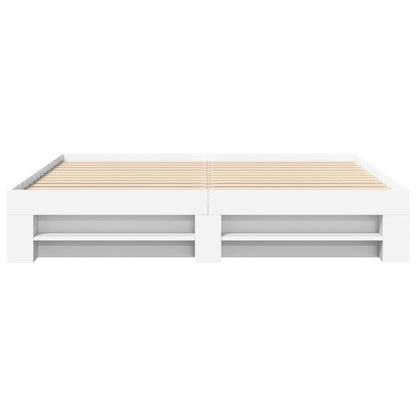 Bedframe massief hout wit 200x200 cm