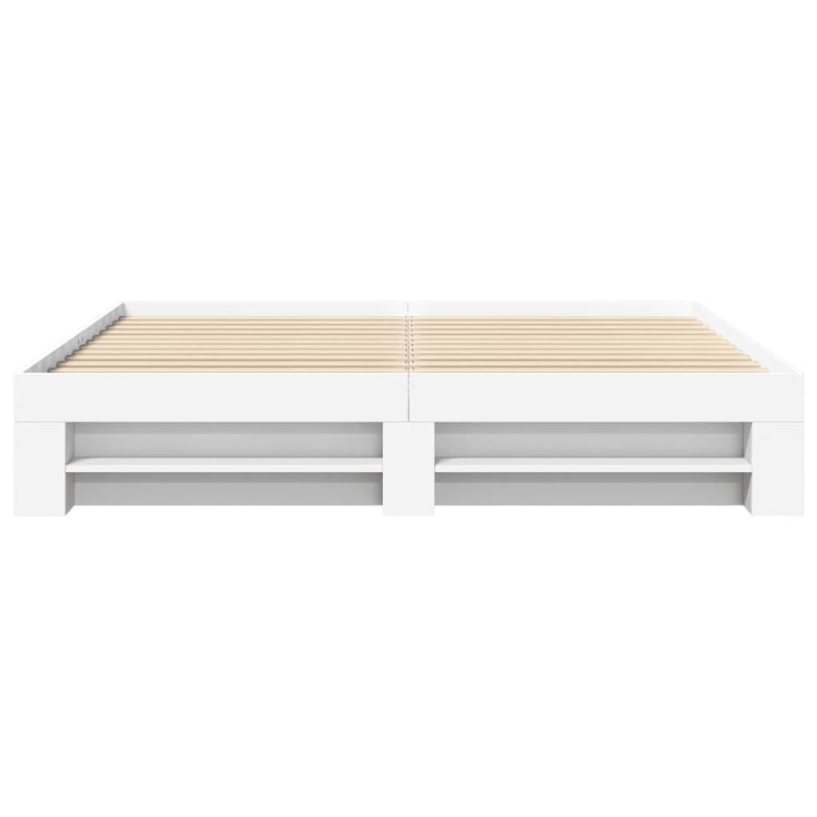 Bedframe massief hout wit 200x200 cm