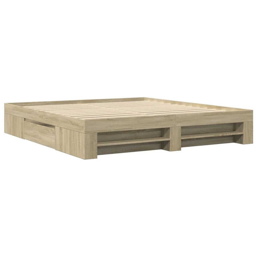 Bedframe zonder matras 200x200cm spaanplaat sonoma eikenkleurig