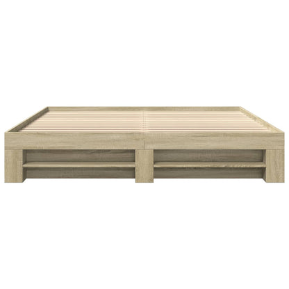 Bedframe zonder matras 200x200cm spaanplaat sonoma eikenkleurig