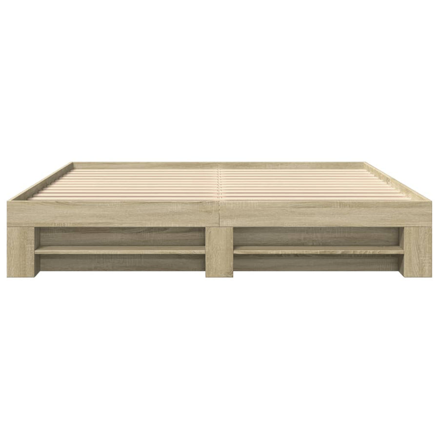 Bedframe zonder matras 200x200cm spaanplaat sonoma eikenkleurig
