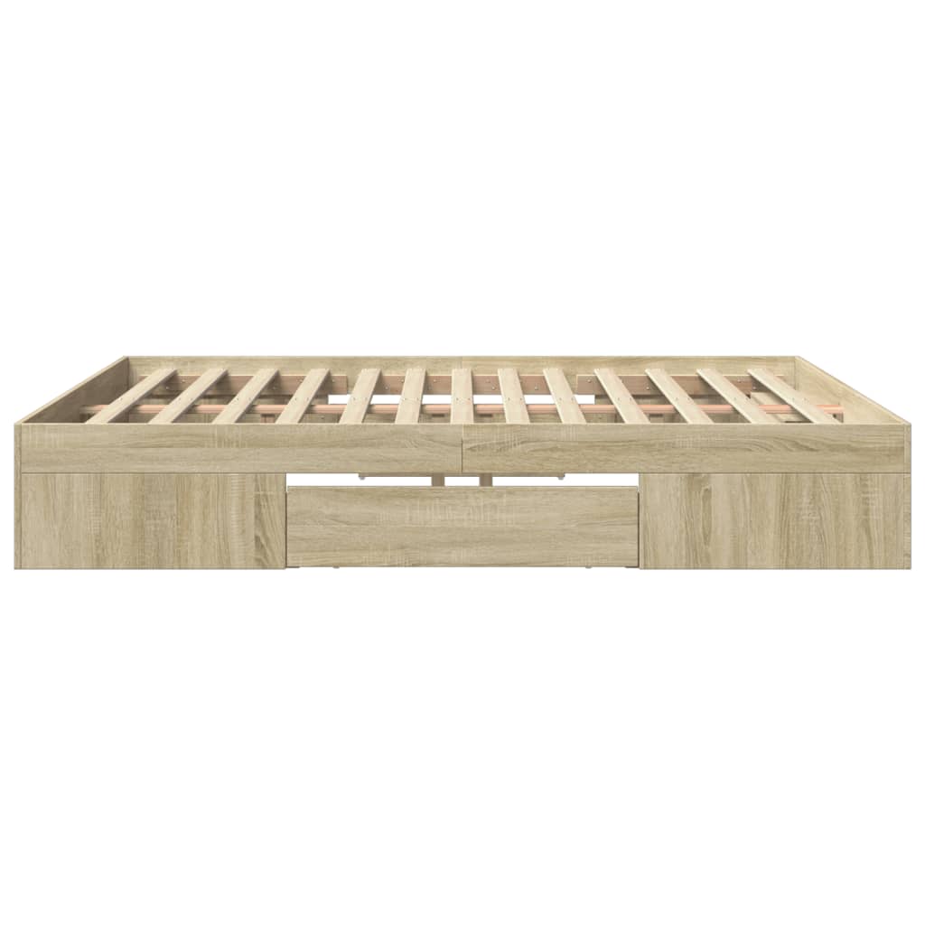 Bedframe zonder matras 200x200cm spaanplaat sonoma eikenkleurig