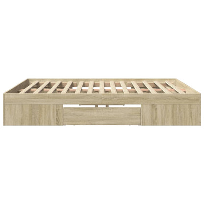 Bedframe zonder matras 200x200cm spaanplaat sonoma eikenkleurig