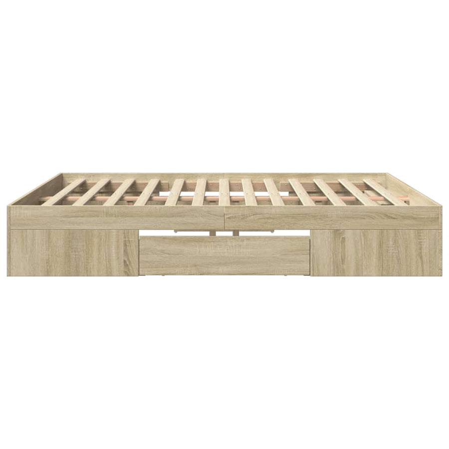 Bedframe zonder matras 200x200cm spaanplaat sonoma eikenkleurig