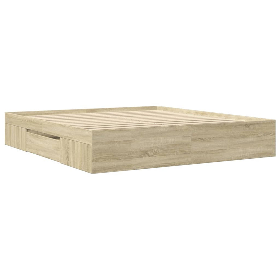 Bedframe zonder matras 200x200cm spaanplaat sonoma eikenkleurig