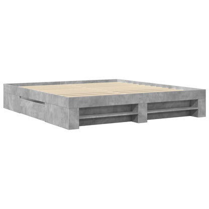 Bedframe bewerkt hout betongrijs 200x200 cm