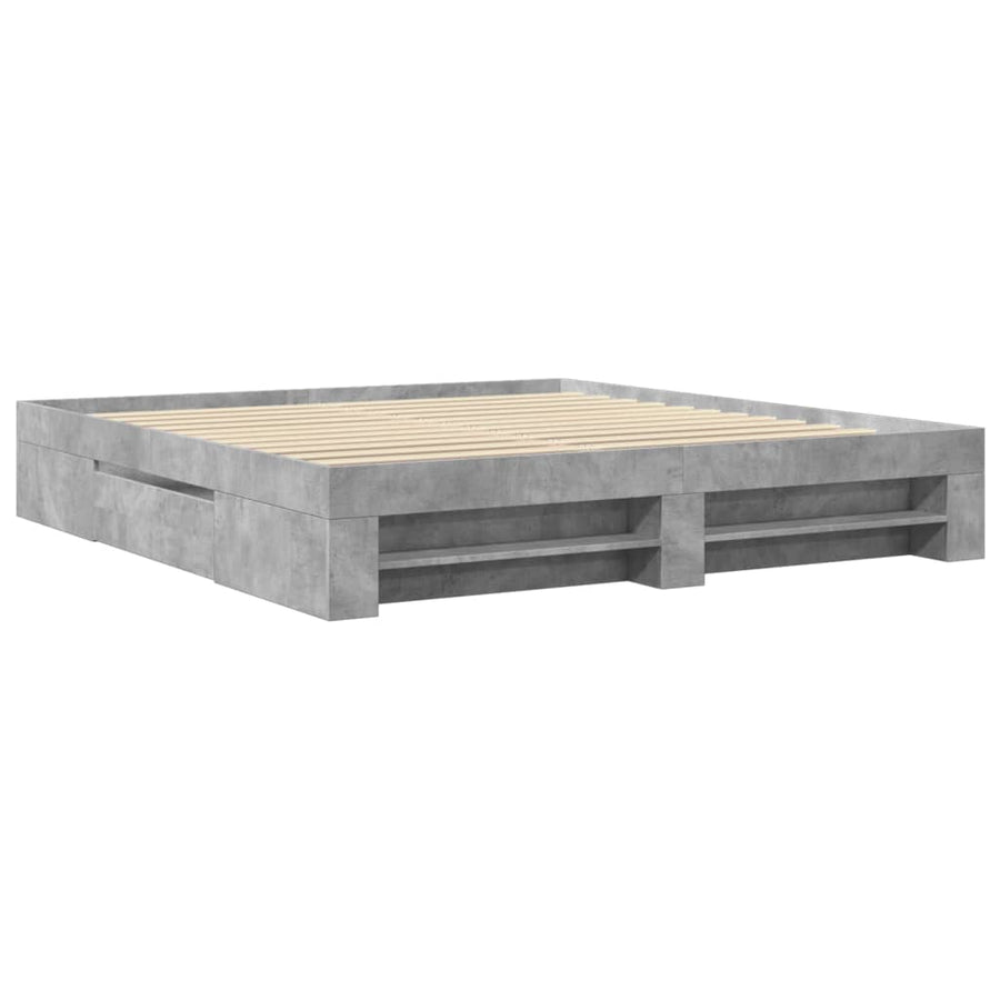 Bedframe bewerkt hout betongrijs 200x200 cm