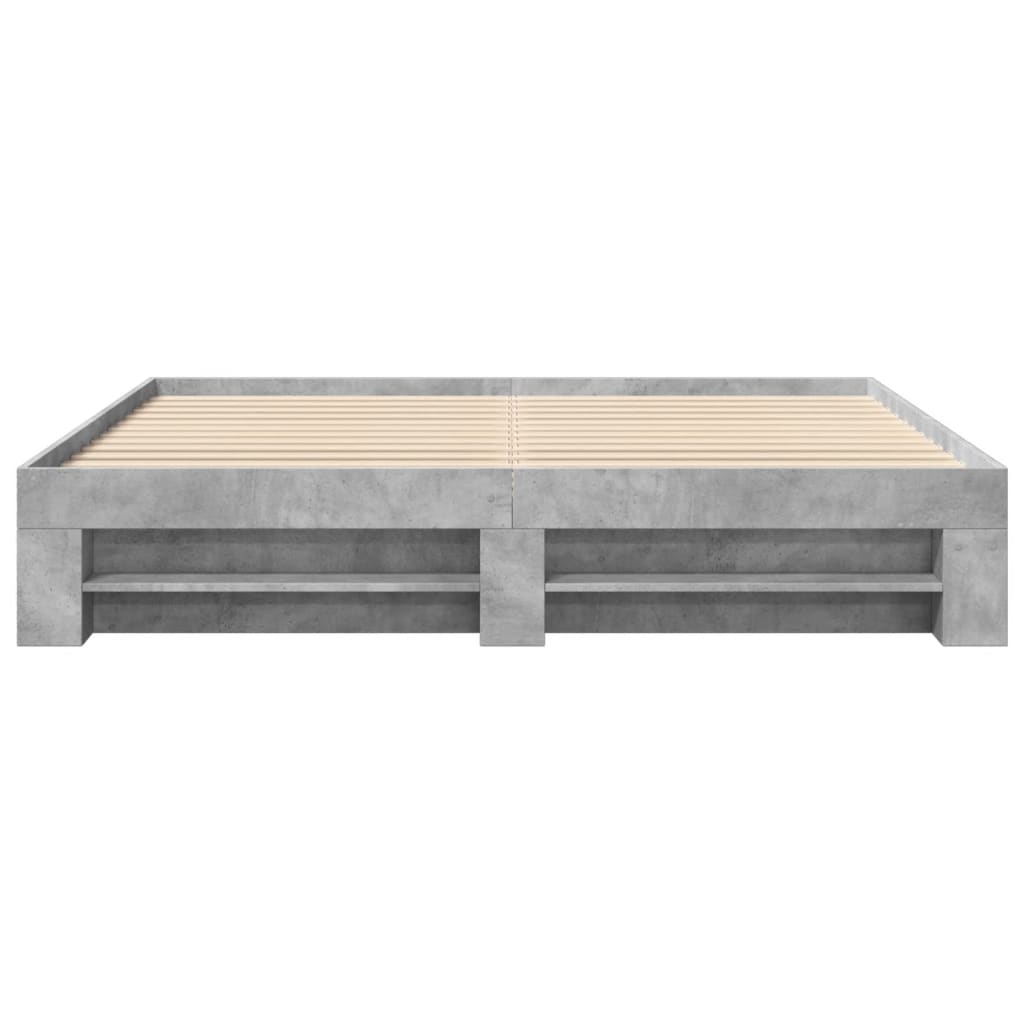 Bedframe bewerkt hout betongrijs 200x200 cm