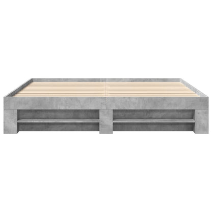 Bedframe bewerkt hout betongrijs 200x200 cm