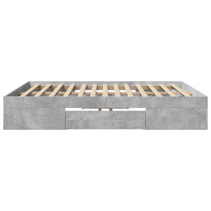 Bedframe bewerkt hout betongrijs 200x200 cm