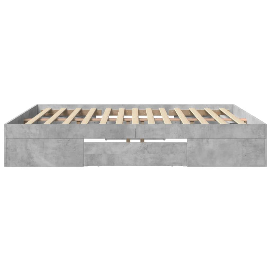 Bedframe bewerkt hout betongrijs 200x200 cm