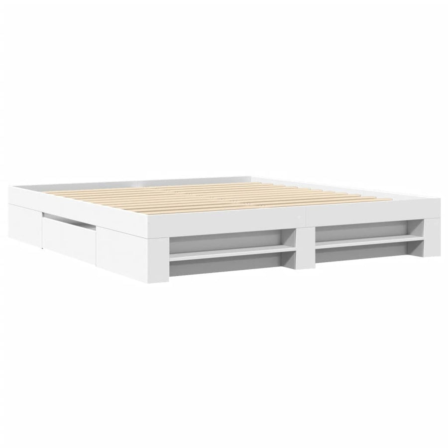Bedframe bewerkt hout wit 180x200 cm