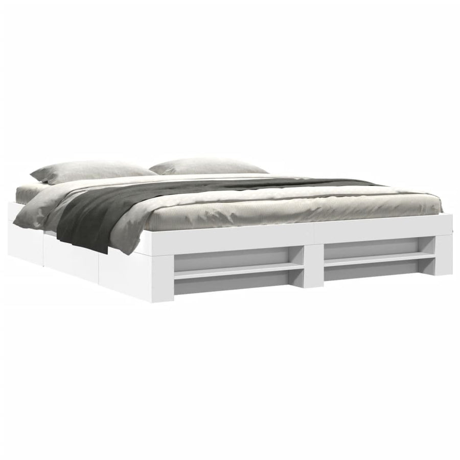 Bedframe bewerkt hout wit 180x200 cm