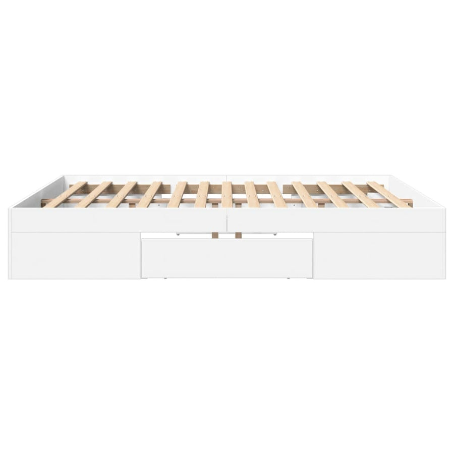 Bedframe bewerkt hout wit 180x200 cm
