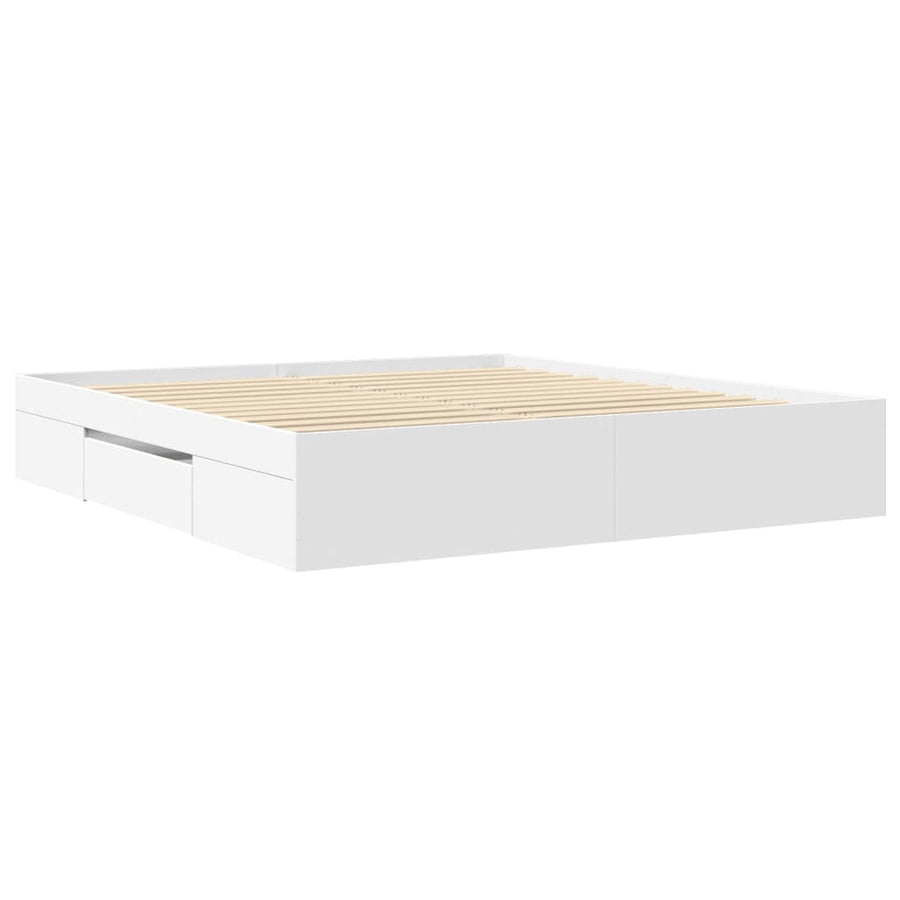 Bedframe bewerkt hout wit 180x200 cm