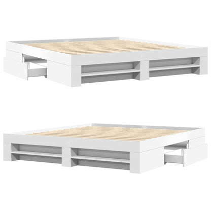Bedframe bewerkt hout wit 180x200 cm