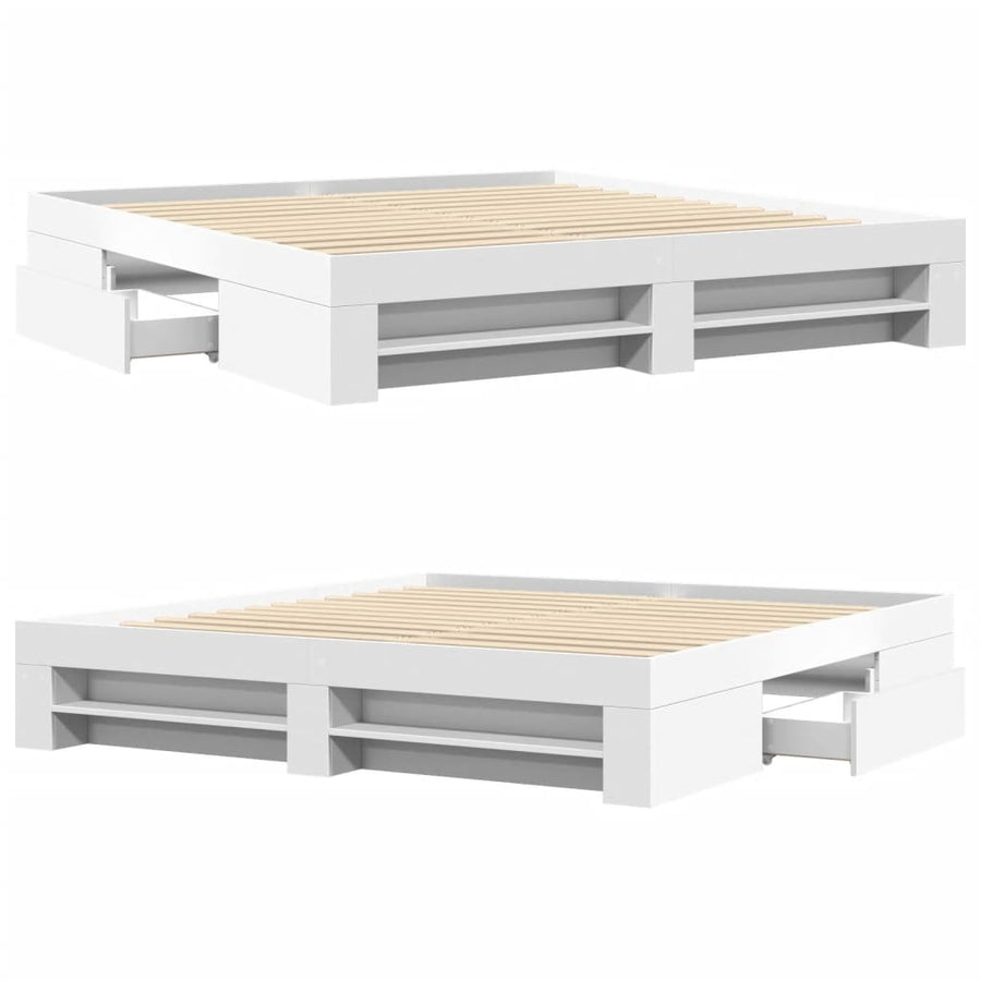 Bedframe bewerkt hout wit 180x200 cm