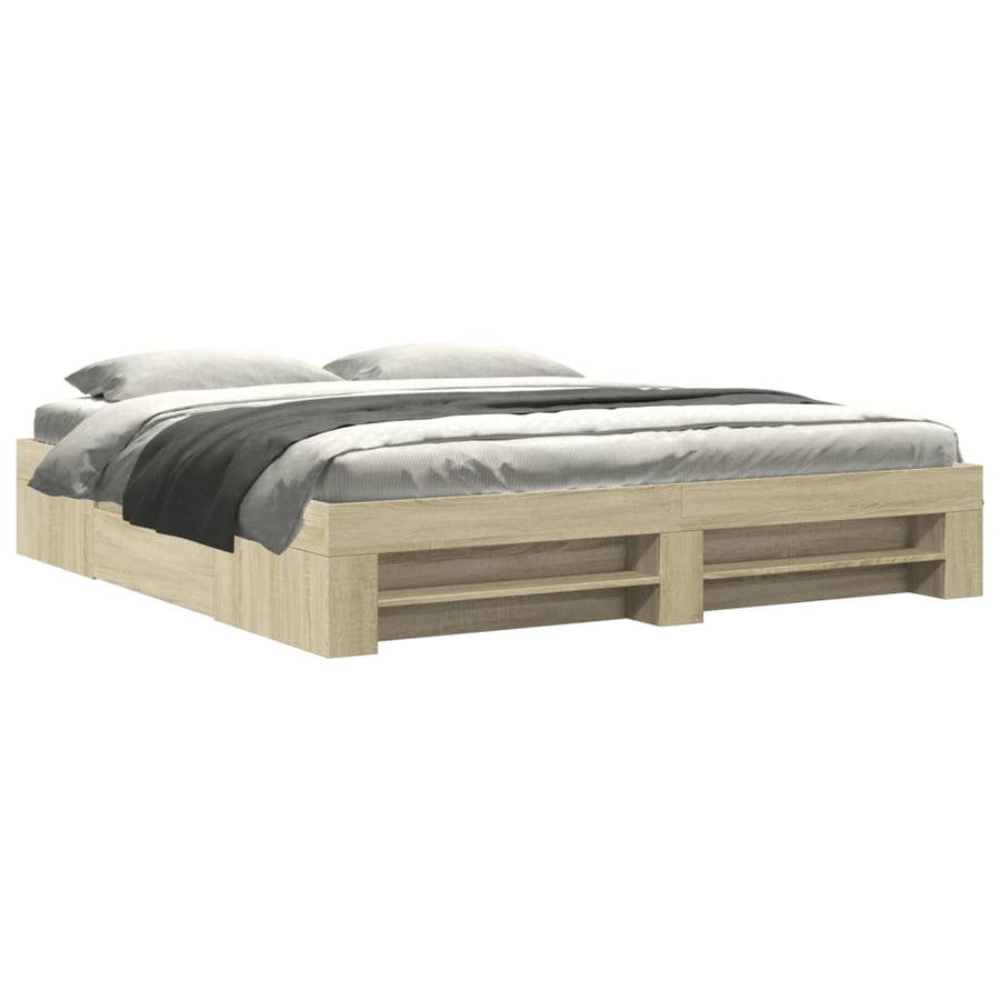 Bedframe bewerkt hout sonoma eikenkleurig 180x200 cm
