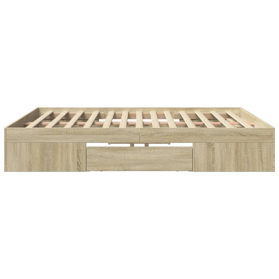 Bedframe bewerkt hout sonoma eikenkleurig 180x200 cm
