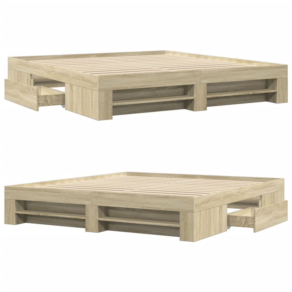 Bedframe bewerkt hout sonoma eikenkleurig 180x200 cm