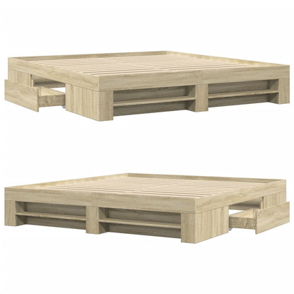 Bedframe bewerkt hout sonoma eikenkleurig 180x200 cm