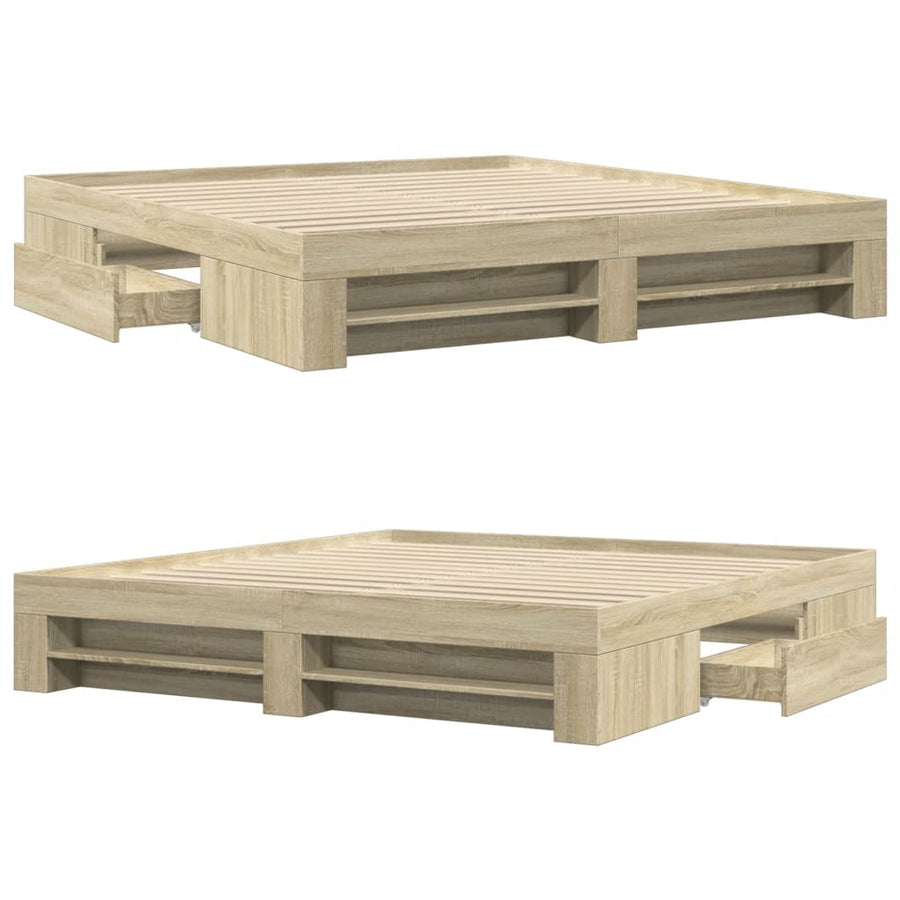 Bedframe bewerkt hout sonoma eikenkleurig 180x200 cm