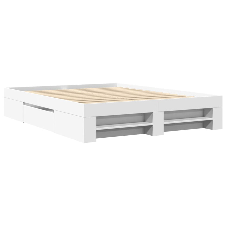 Bedframe bewerkt hout wit 160x200 cm